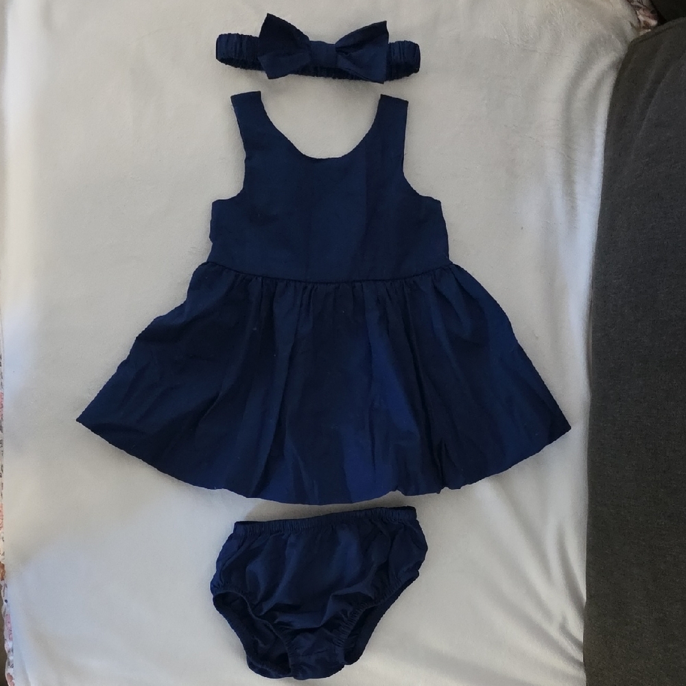 Rare Editions Navy Blue Kids Dress Set
